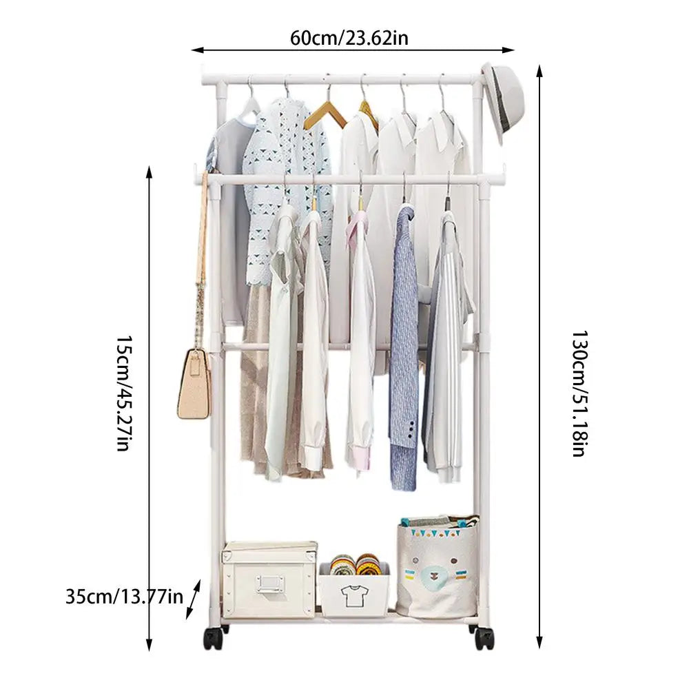 Rolling Garment Rack Metal Clothes Rack On Wheels Closet Organizers And Storage Multi-Functional Wardrobe Space Saver For