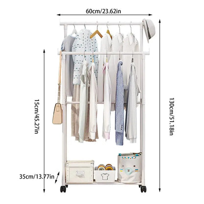 Rolling Garment Rack Metal Clothes Rack On Wheels Closet Organizers And Storage Multi-Functional Wardrobe Space Saver For