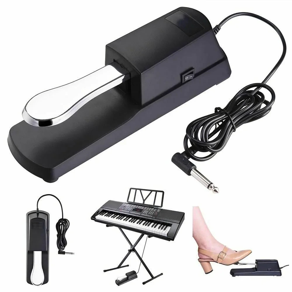 Universal Sustain Pedal Anti-Slip with Polarity Switch for MIDI Keyboard Synth Digital Pianos Electronic Drum Electric Piano