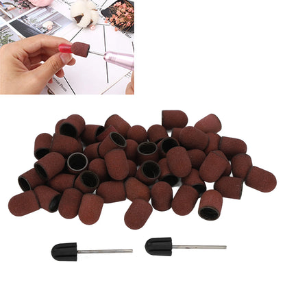 Professional Nail Polish Tool Kit 50pcs 180# Grit Nail Sanding Cap 2pcs Sanding Shaft