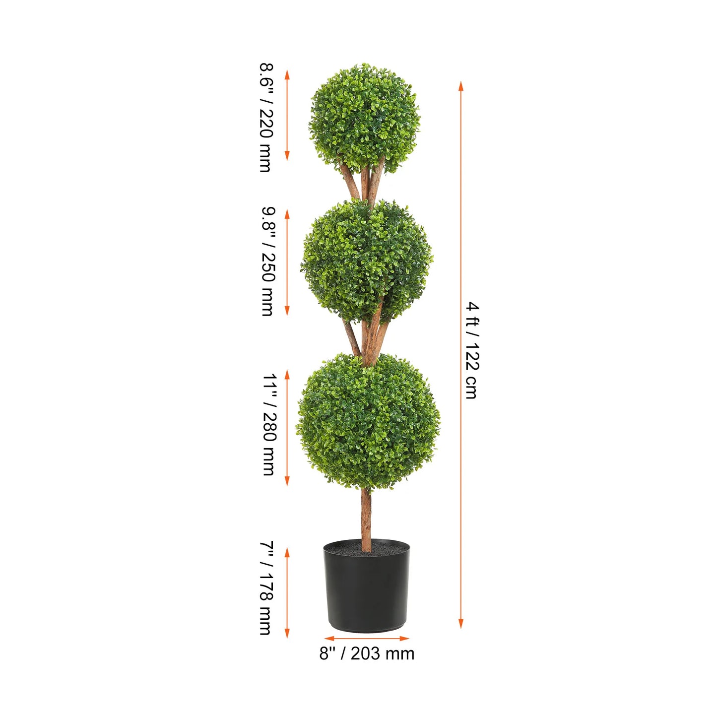 VEVOR 1/2pcs Artificial Boxwood Tower Topiary Spiral Artificial Plant 24/36/48in high Decorative Plants Green Plastic PE Tree