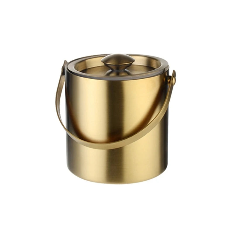 304 3L Stainless Steel Ice Bucket Portable Double Wall Insulated with Lid Hotel Wine Champagne Beverage Beer Tools