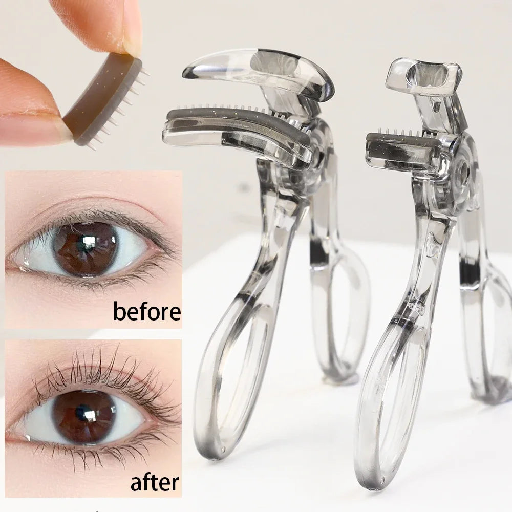 Professional Eyelash Curler Frameless One-clip Curling Comb Tooth Eyelash Curler with Refill Pad Long-lasting Shaping Lash Tools