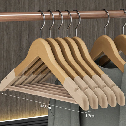 5PCS Wooden Clothes Hanging with Non-slip Flocking High Quality Household Hangers Special Storage Clothes Hanging No Trace