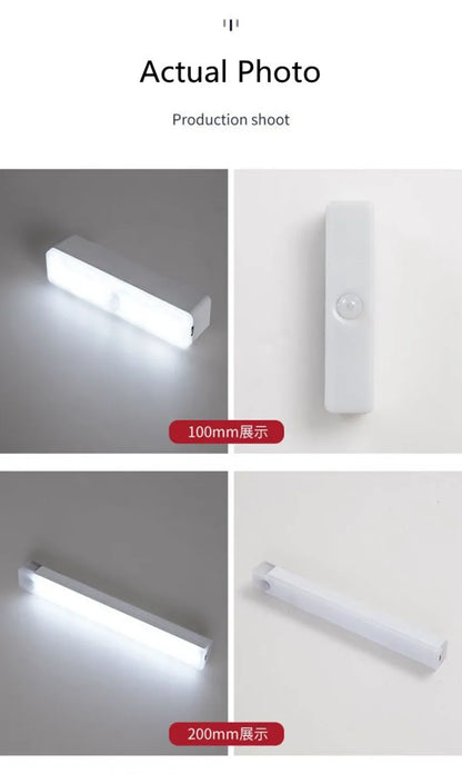 Smart led body sensor light wireless magnetic night light long rechargeable self adhesive closet cabinet light bar Motion sensor