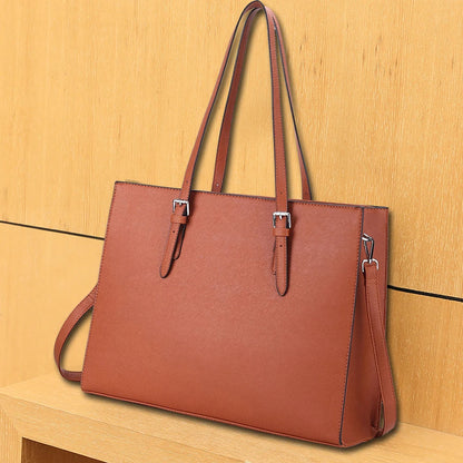 15.6 Inch Large Capacity Waterproof PU Leather Business Office Bag for Women Travel Laptop Handbag