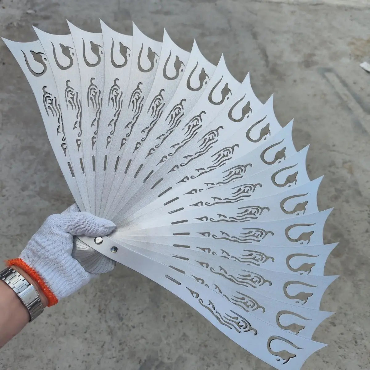 Self-Defense Metal Folding Fan Stainless Steel Fan Ancient Style Hollow Fan Kung Fu Fan Decoration Crafts