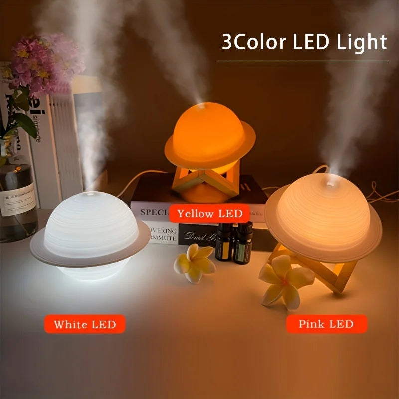 Saturn Lamp Cool Mist Air Humidifier Moon  Lamp Ultrasonic Essential Oil Diffuser USB Mini Humidifiers Super Quiet Ecofreindly E