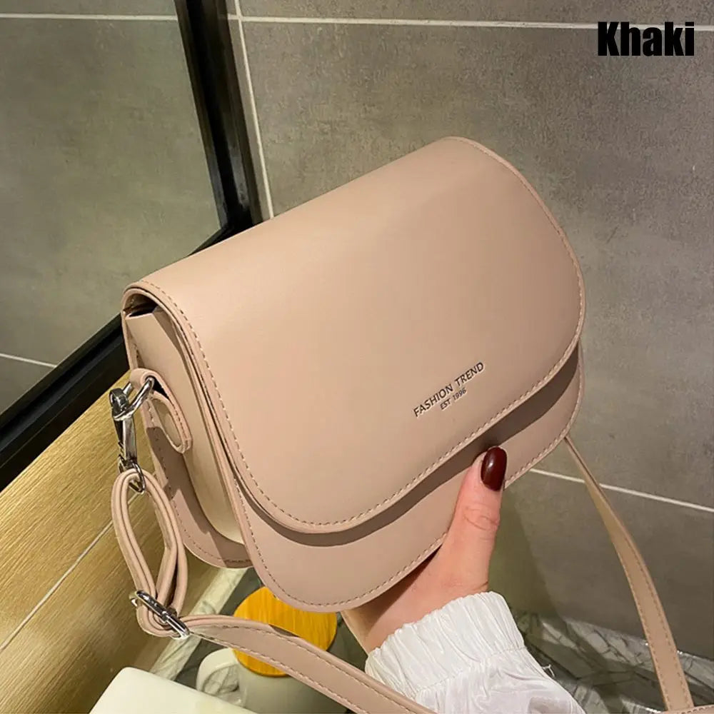 Trendy Saddle Shoulder Bag Women PU Leather Crossbody Bag Simple Solid Color Flap Messenger Bag Fashion Handbags Pouch