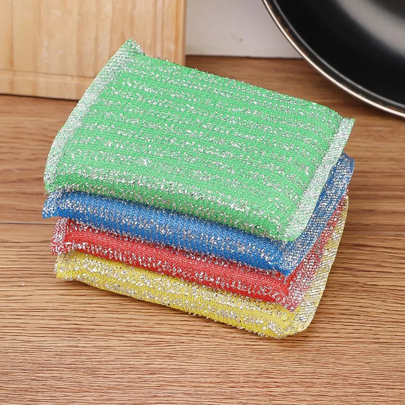 4-48Pcs Steel Wire Sponge Scrubbers Home Kitchen Cleaning Pads Dishes Pots Pans Oil and Stain Removal Household Rags Sponge Wipe