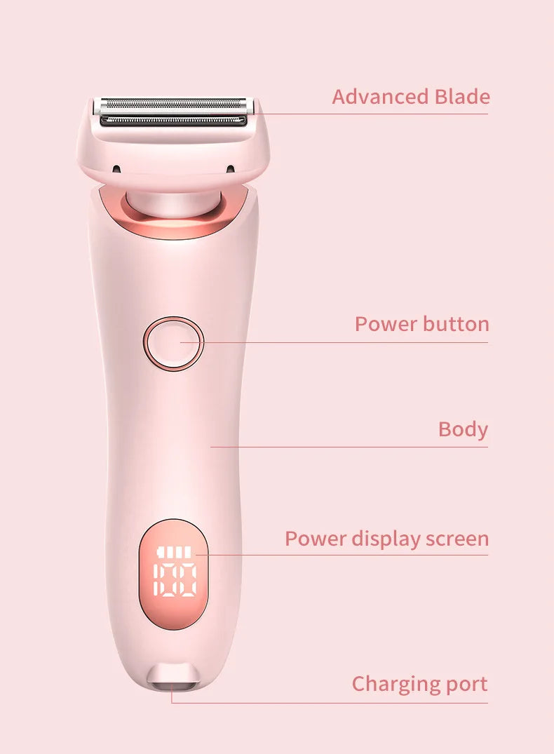 2 In 1 Electric Shaver for Women Lady Razor Hair Removal Waterproof Wet or Dry for Underarm Bikini Leg Portable Painless Trimmer