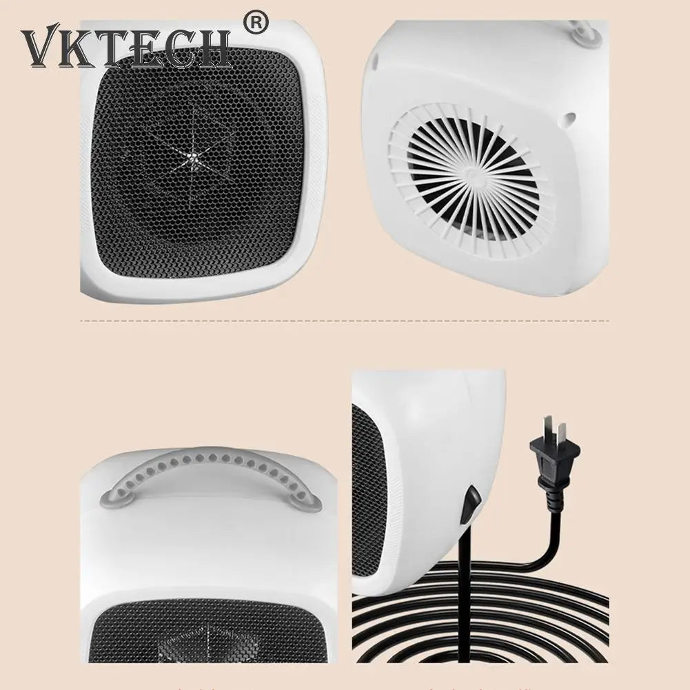 500W PTC Desktop Electric Heater Mini Portable Fan Heater Ceramic Heating Warm Air Blower Home Office Warmer Machine