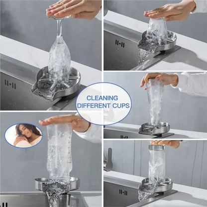 304 Stainless Steel Glass Rinser for Kitchen Sinks Glass Cup Bottle Washer Cleaner Beer Bar Glass Rinser Faucet Sink Accessories