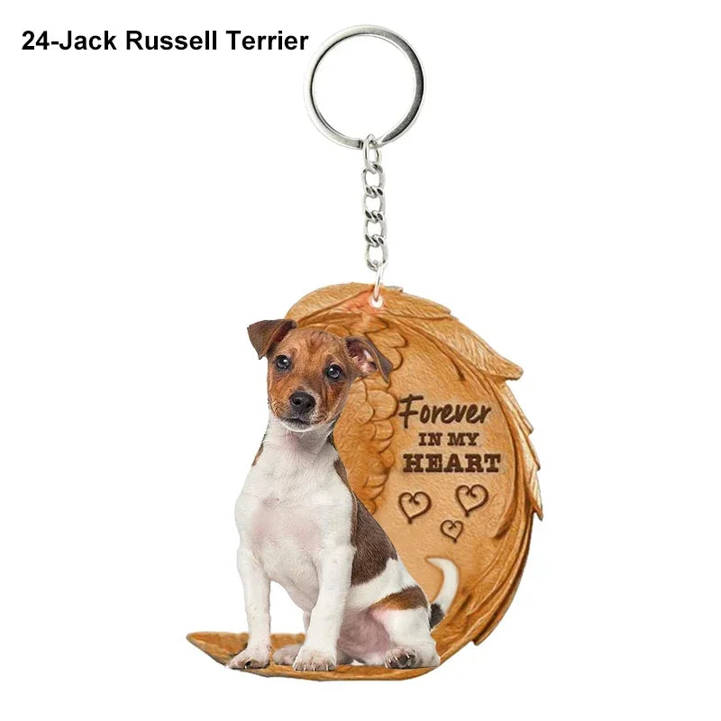 1 Piece 23 Style Dog Forever In My Heart  Angel Pendant Bag Key Chains Car Keychain Keyring  Pet Jewelry Gift For Women Girls