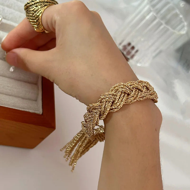 Twist braided tassel bracelets for women luxury designer fringe bracelets vintage elegant jewelry