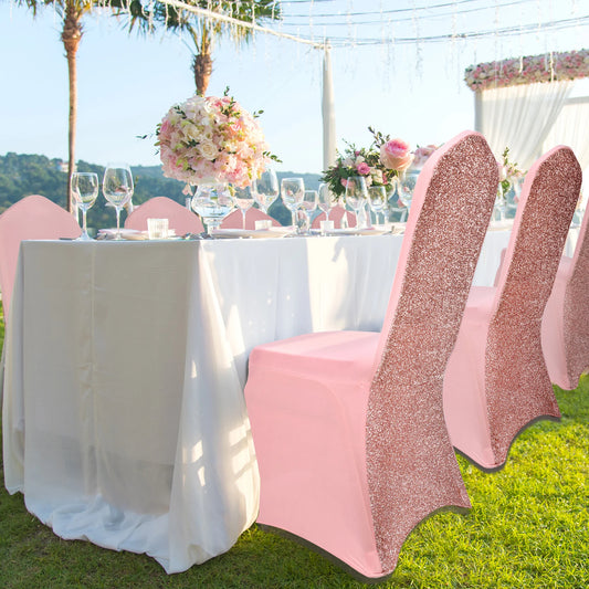 Polyester FOLDING CHAIR COVERS, Wedding Banquet Decor, White and Pink, 10 PCs, 50 PCs, 100PCs