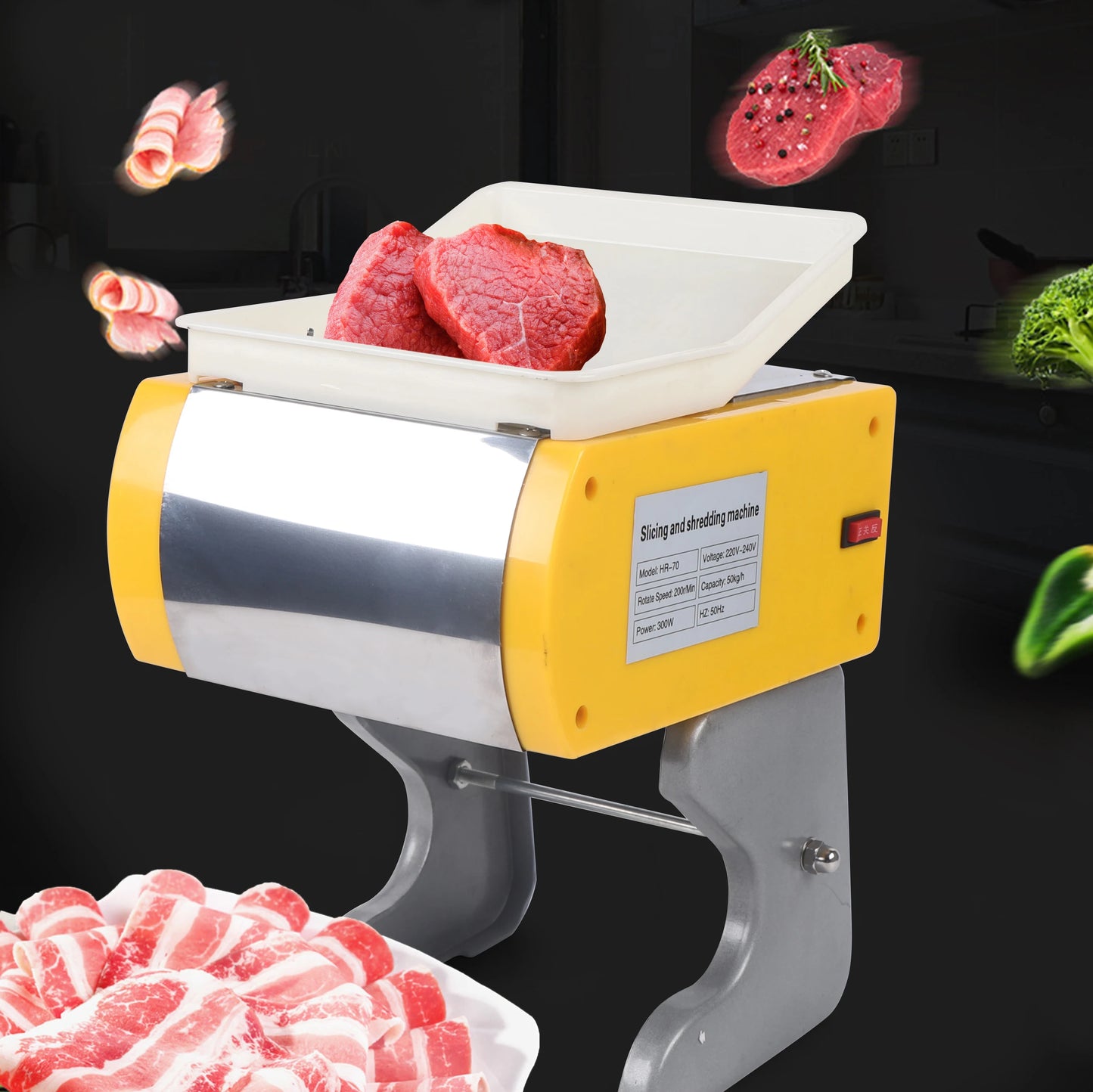 Slicer 300W All-purpose 50kg/h Professional Meat 19.5*18.5*38cm Shredding And Dice For Vegetables