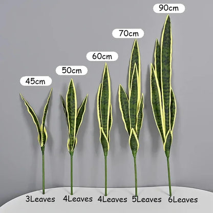 35in Tropical Artificial Tiger Piran Fake Plants Real Touch Sansevieria Leaves Plastic Plants For Home Garden Office Shop Decor