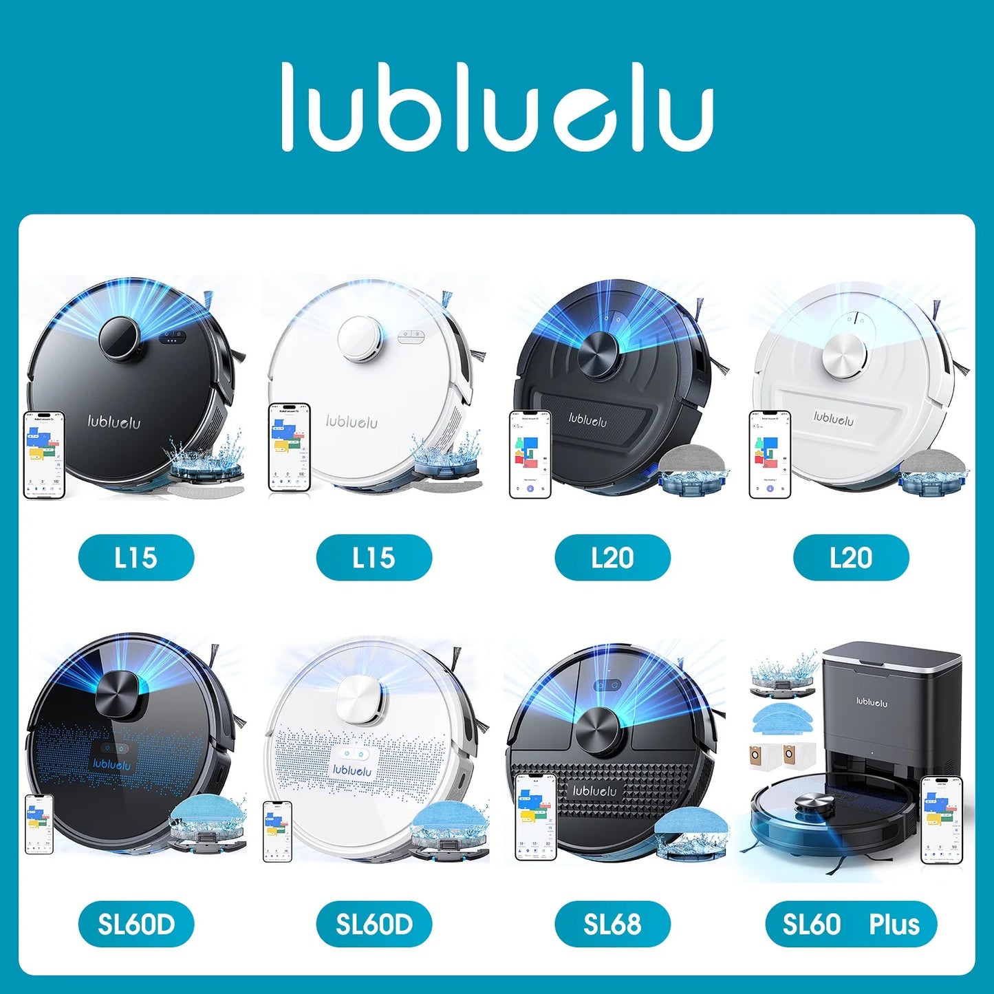 5500Pa Robot Vacuum and Mop, 3 in 1 Robotic Vacuum Cleaner, Lubluelu L20 Smart Mapping, 30 No-go Zones, WiFi/App/Alexa