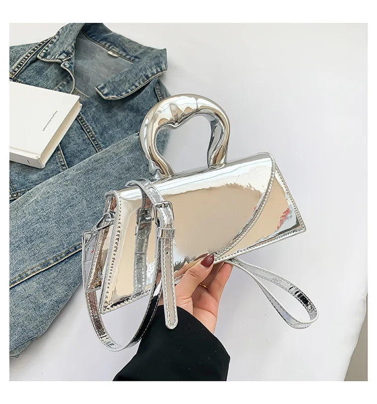 Shiny Leather Handbag And Purse Solid Color Designer Bags For Women Luxury Style Fashion Female Hand Bag High Quality Clutches