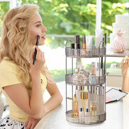 360 Degree Rotation Make Up Organizer Box Transparent Fashion Cosmetic Organizer Multi-Function Detachable Dressing Table