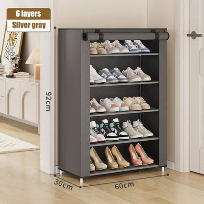 Simple shoe rack multi-layer space-saving and economical household dustproof storage shoe cabinet dormitory door simple cabinet