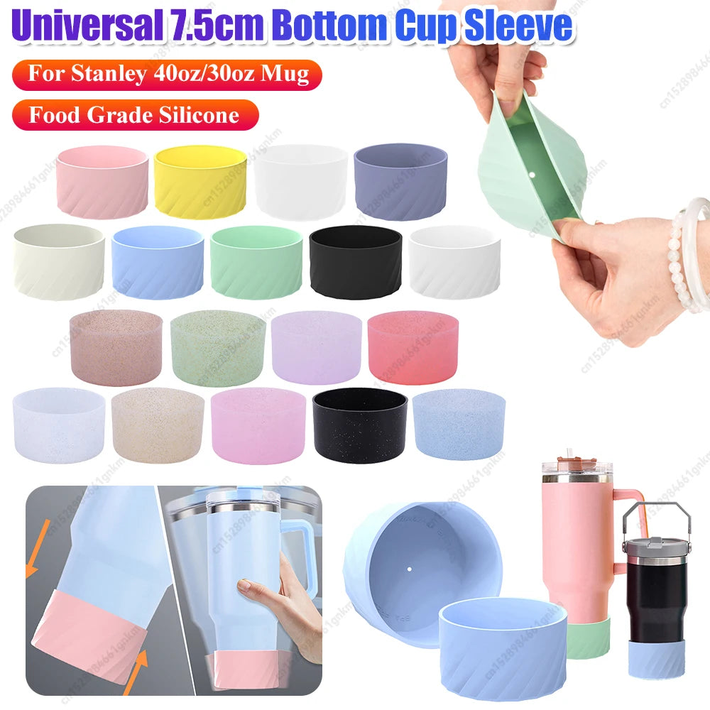 Water Bottle Boot Bottom Sleeve Cover Universal 7.5cm Food Grade Silicone Protective Sleeve For Stanley 40oz/30oz Cup Base