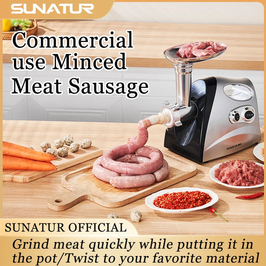 SUNATUR Premium Electric Food Chopper & Meat Grinder - Kitchen Appliances Mincer  Processor Crusher for All Your Cooking Needs