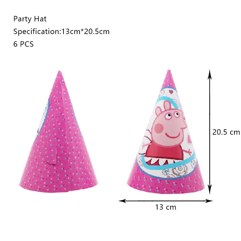 Peppa Pig Birthday Party Decoration Foil Latex Balloon For Kid Event Supplies Banner Backdrop Disposable Tableware Plate Cup