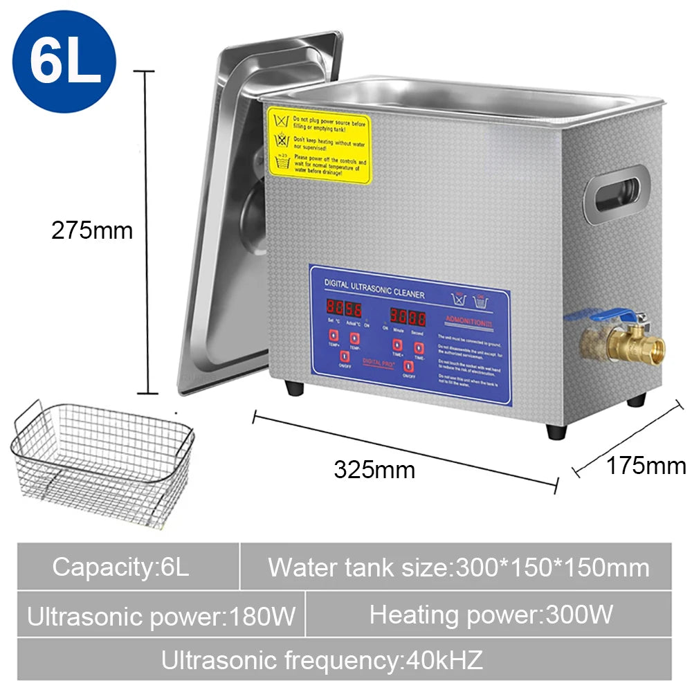 3L 6L 10L 2L Ultrasonic Cleaner Ultrasound Washing Machine Ultrasonic Heated Washing Bath Home Commercial Ultrasonic Cleaner