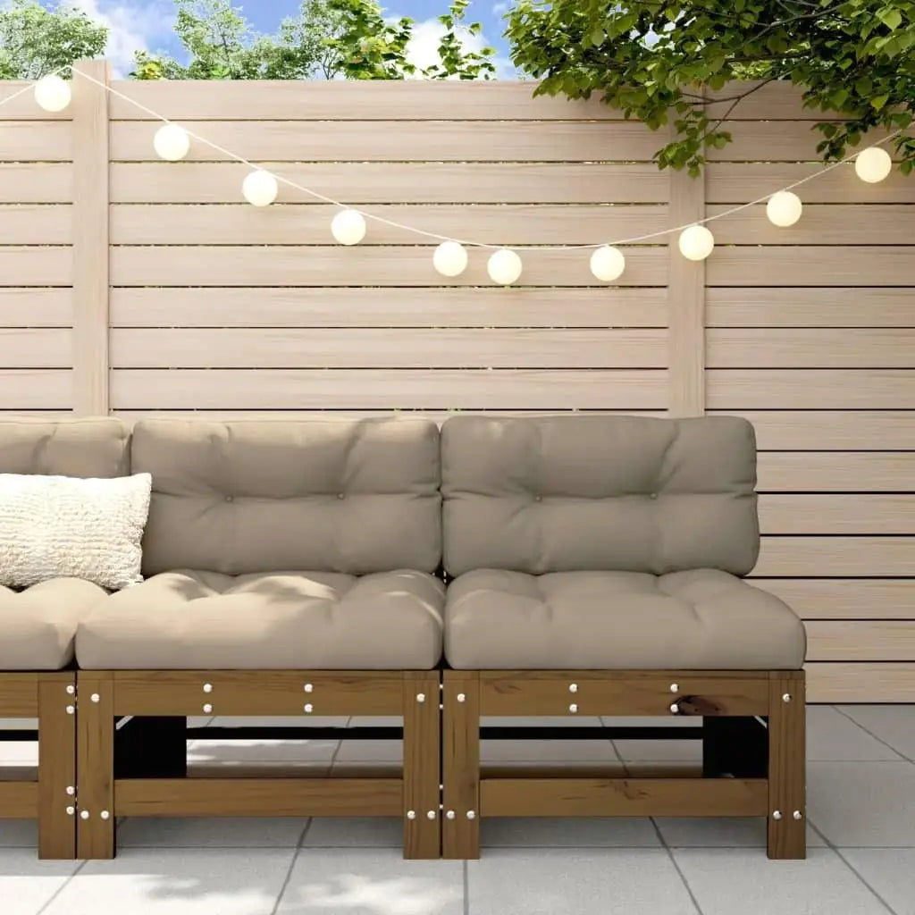 Set of 2 Honey Brown Pine Wood Middle Sofas for Garden - Stylish Outdoor Furniture