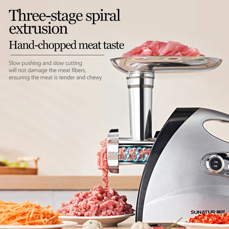 SUNATUR Premium Electric Food Chopper & Meat Grinder - Kitchen Appliances Mincer  Processor Crusher for All Your Cooking Needs