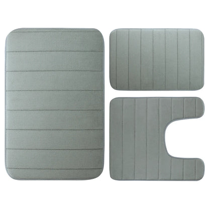 3Pcs Memory Foam Bath Mats Set 40x60CM 50X80CM Rectangle and U-Shaped Bathroom Rugs Non-Slip Soft Water Absorption Toilet Mats