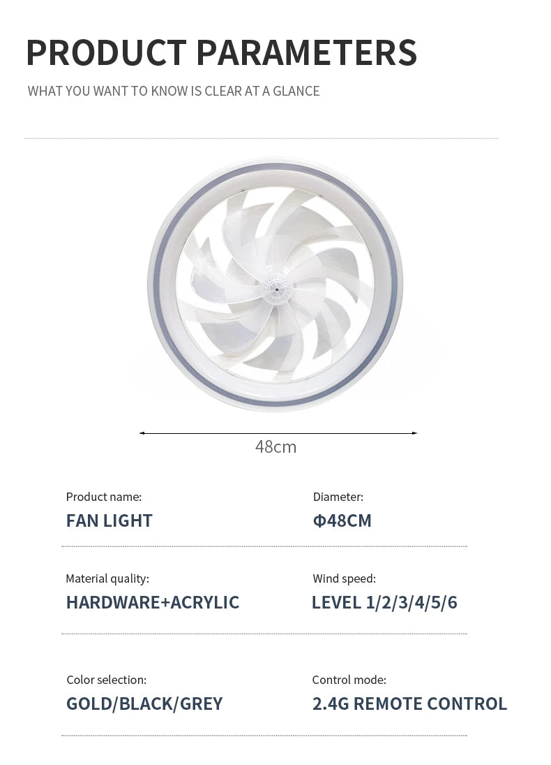 New Ceiling Fan Light Living Room, Bedroom Modern and Simple Home Intelligent Remote Control Restaurant LED Fan Light