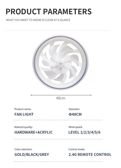 New Ceiling Fan Light Living Room, Bedroom Modern and Simple Home Intelligent Remote Control Restaurant LED Fan Light