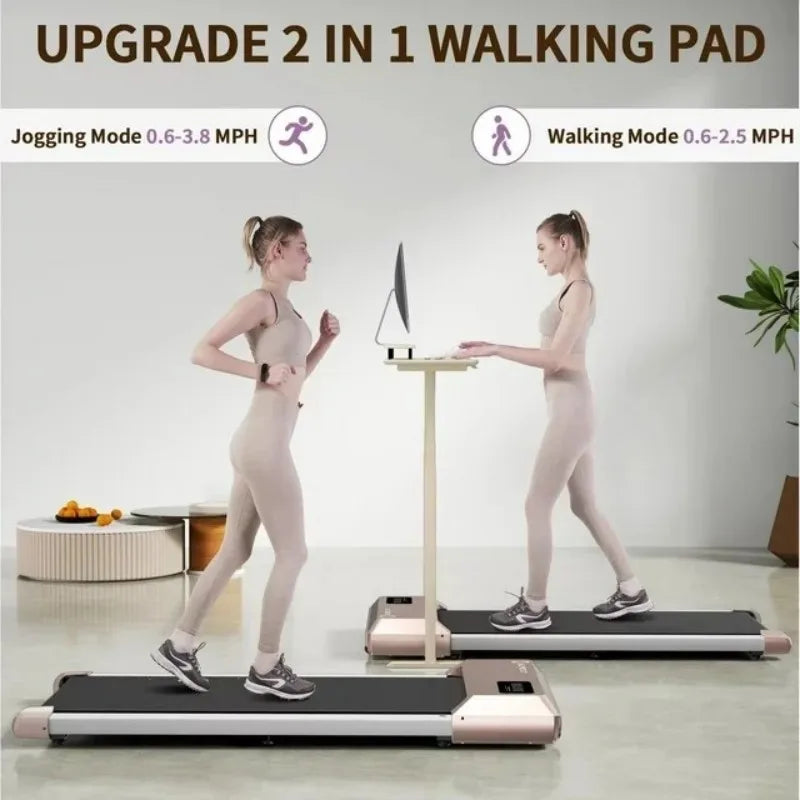 Walking Pad , 300lbs Capacity, 0.6-3.8 Mph 2.5HP Portable Treadmills with Remote Control & LED Display(Pink)