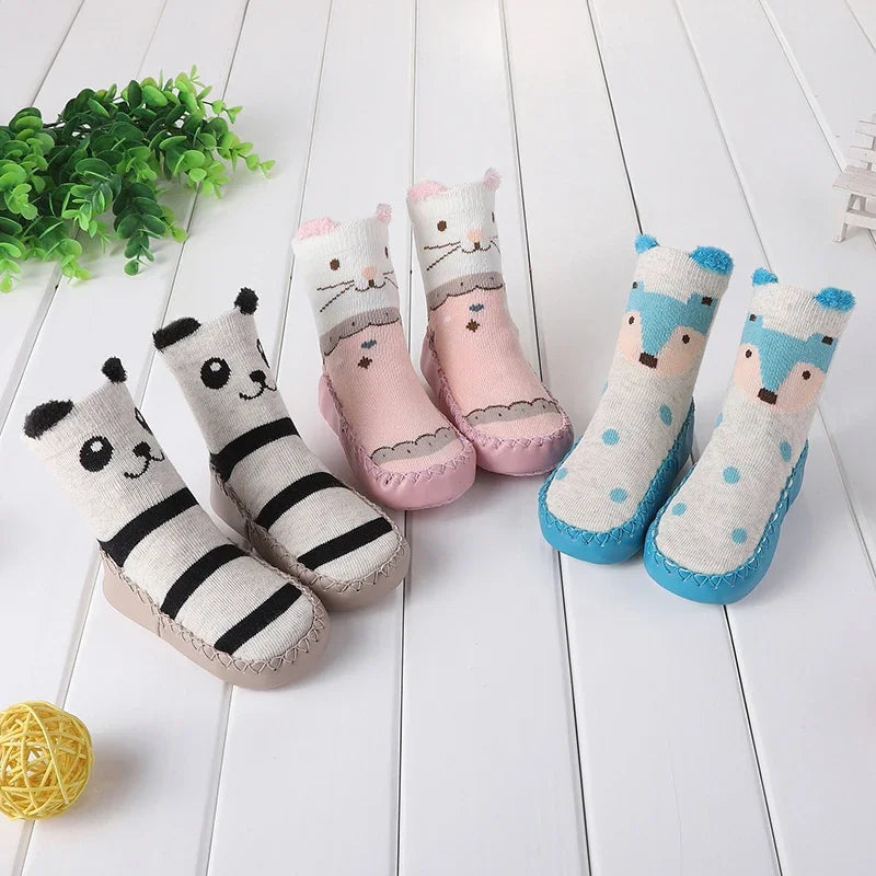 Winter Baby Cute Cartoon Animal Floor Socks with Rubber Anti Slip Sole Cotton Warm Shoes for Infant Girls Boys Slipper Stuff