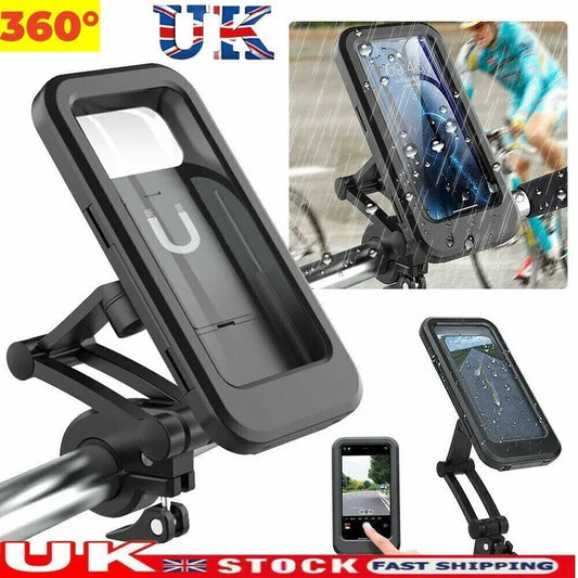 360° Bicycle Motor Bike Waterproof Phone Case Mount Holder For All Mobile Phones