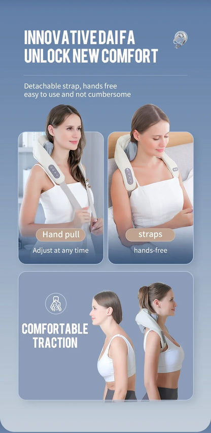 Trapezius Cervical Massager for Unblocking Shoulders Neck and Neck Massager Kneading Hot Compress Multifunctional Massage Shawl