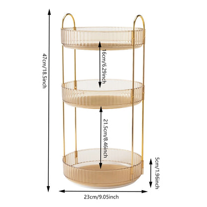 360 Degree Rotating Makeup Organizer Light Luxury Skincare Holder Rack Versatile Space-Saving for Dressing Table Washing Table