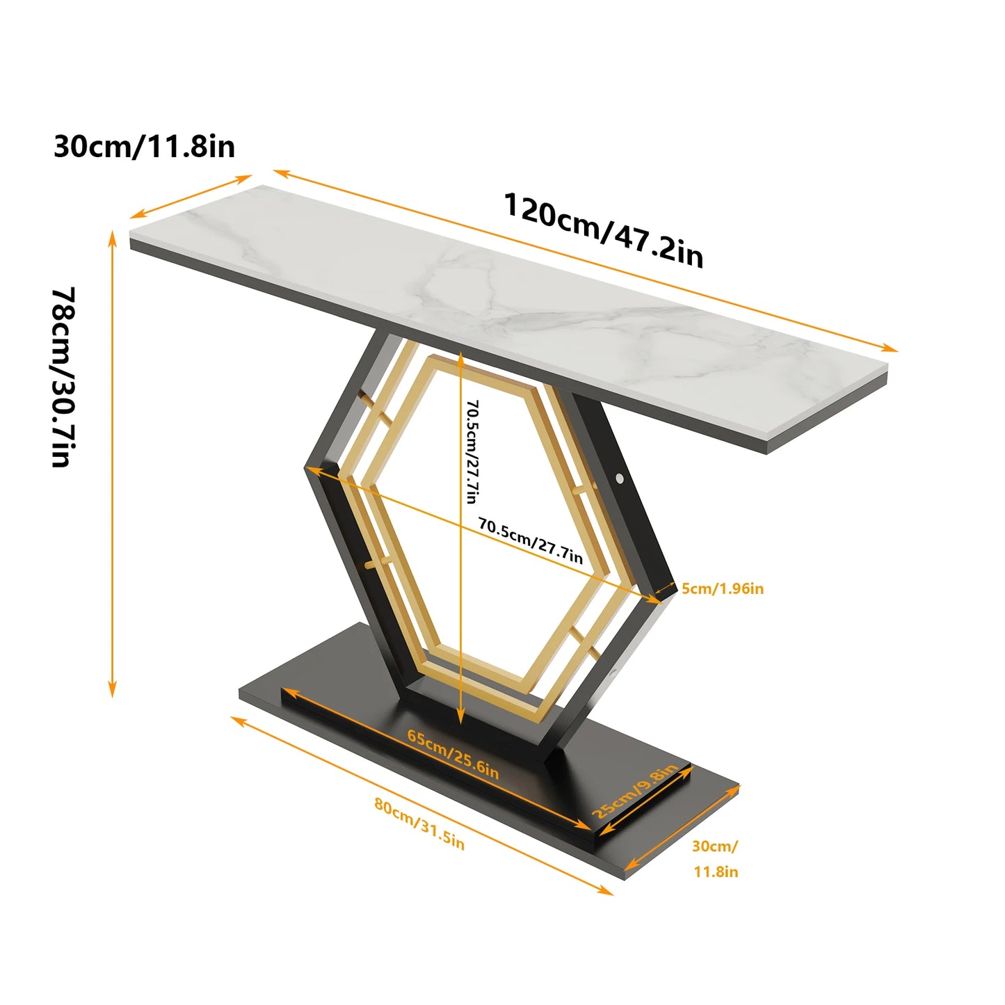 Real Marble Console Table, Solid Geometric Base, Sofa Side Entryway Table, Emerald Green/White, 120cm Long