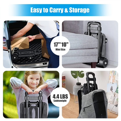 40kg Folding Hand Truck Heavy Duty Portable Luggage Sack Trolley for Luggage Travel Moving Dolly Trolley Office Home Use Cart