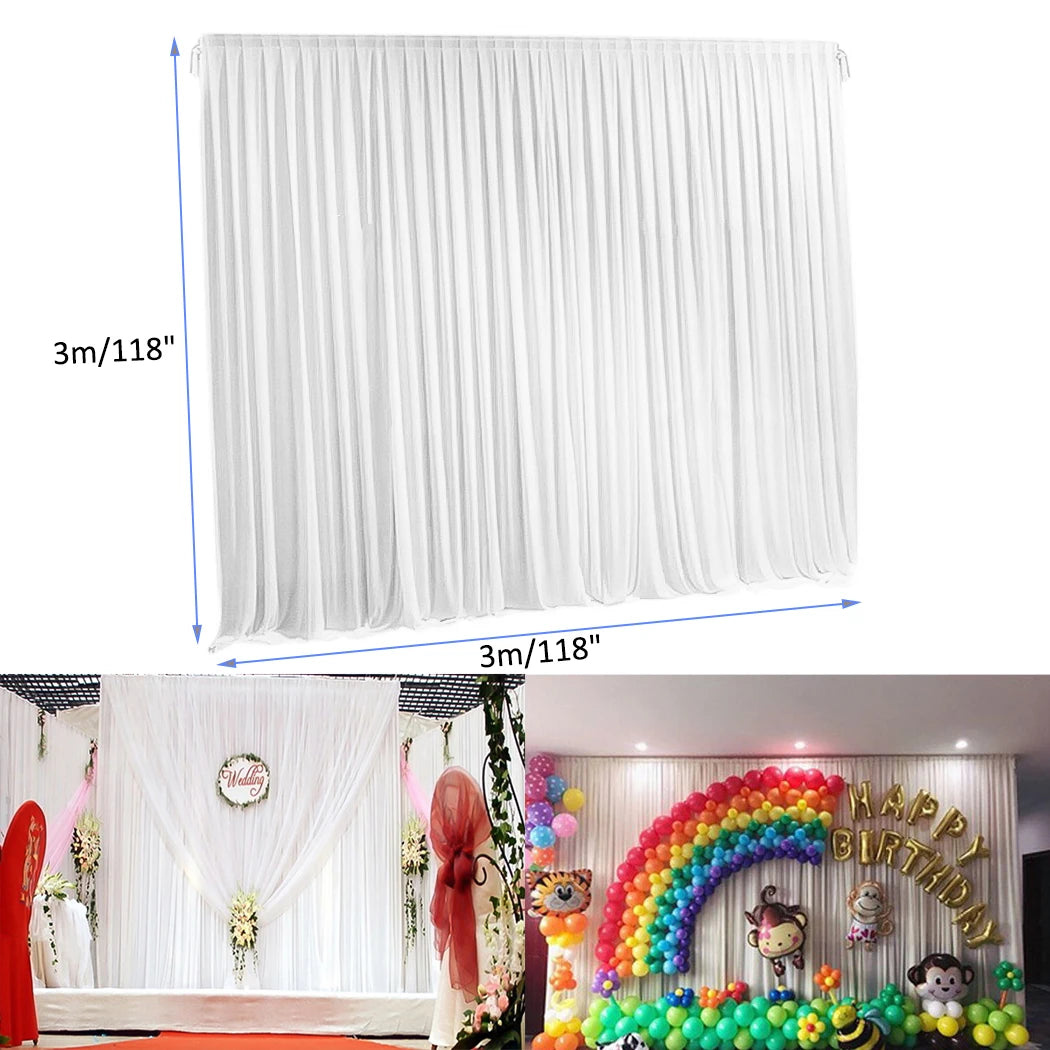 White Ice Silk Backdrop Curtains, Wedding, Birthday Photography, Stage Drapes, Masquerade, 2 m, 3 M, 6 m