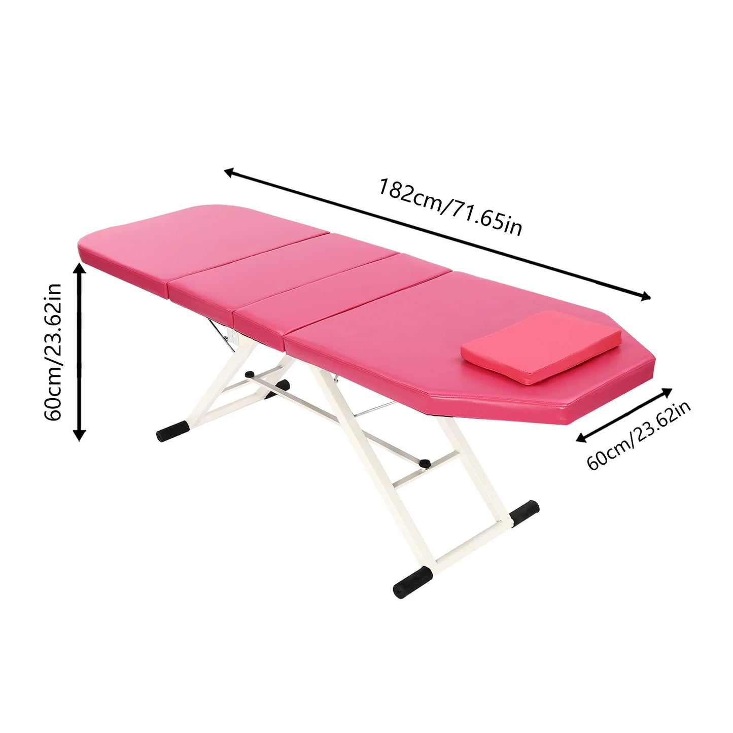 Pink Triple Fold Beauty Bed Adjustable Backrest Massage Bed Foldable Collapsible Health Salons Beauty Salons With Pillow