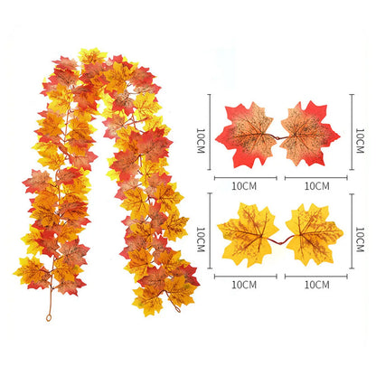 175Cm Artificial Autumn Fall Maple,Leaves Garland Hanging Plant Home Party Decor