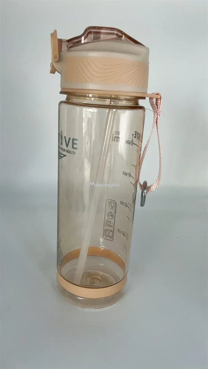 800ml Sports Water Bottle with straw For Camping Hiking Outdoor Plastic Transparent BPA Free Bottle For men Drinkware