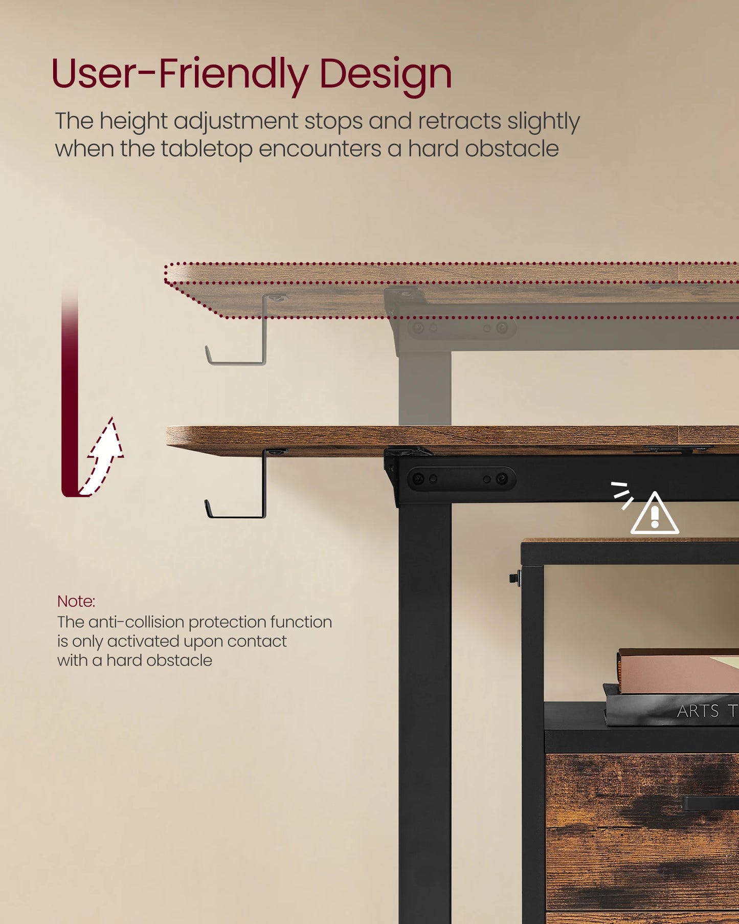 VASAGLE Electric Standing Desk, Height Adjustable Desk, 60 x 110 x (72-120) cm, 4 Memory Heights, Storage Pocket