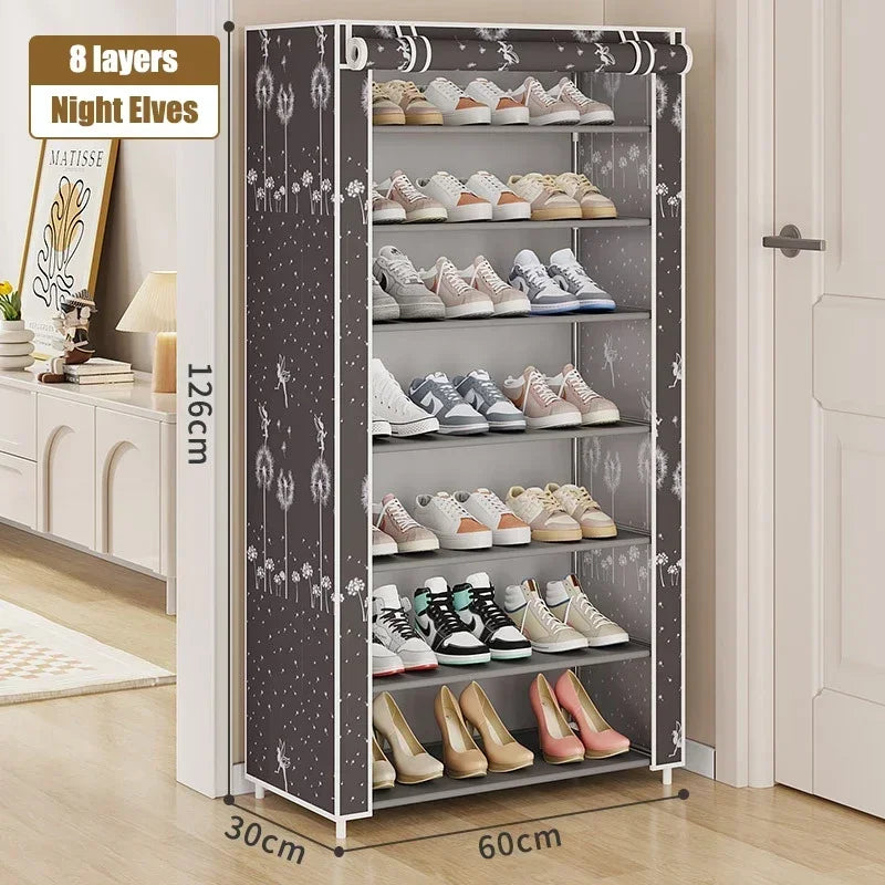 Shoe Cabinet Dustproof Fabric Multifunctional Storage Shoe Rack Moisture-proof Elevated Design Large Capacity Shoe Rack Cabinet