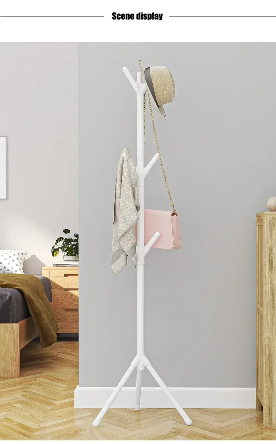 2025 Flash SaleStanding Coat Rack Hook Household Clothes Hanger Floor Standing Bedroom Clothing Storage Rack Save Space Clothing