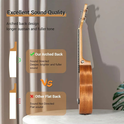 Ukulele for Kids Adults Beginners,21 Inch Soprano Ukulele Handmade Mahogany Wood Hawaiian Guitar with Strings Gig Bag, Brown